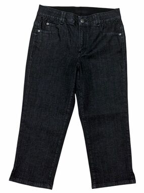 Ruby Rd Black Denim Stretch Waist Cropped Pants Size 6